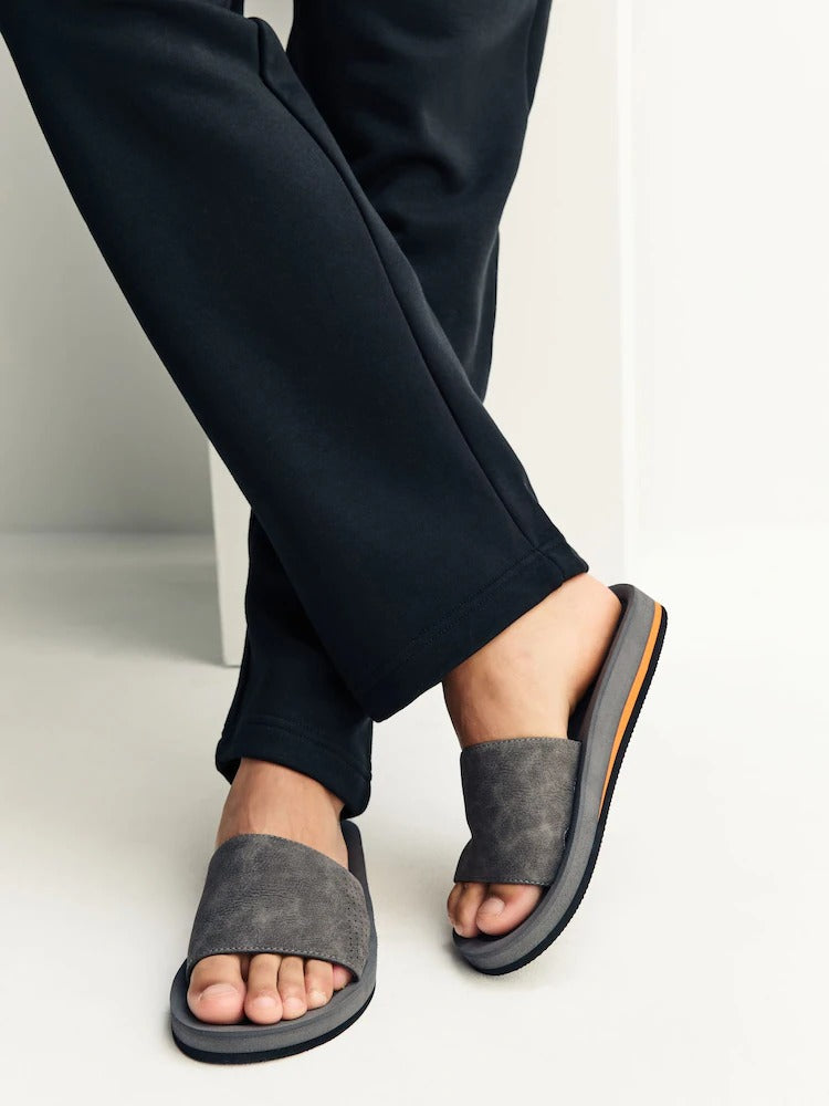 Khaki Comfort Slip-On Flex Sliders - Imported Lightweight Footwear