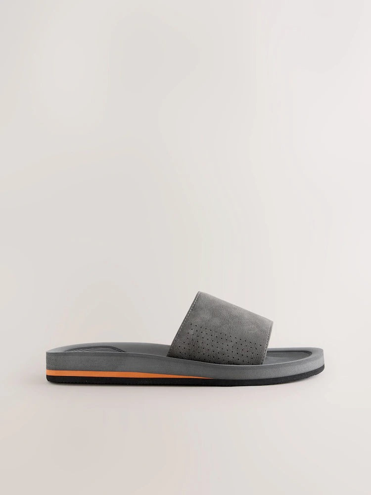 Khaki Comfort Slip-On Flex Sliders - Imported Lightweight Footwear