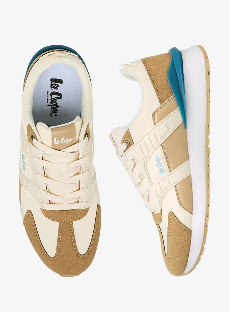 Lee Cooper Mens Lace-Up Sneakers Blue/Beige