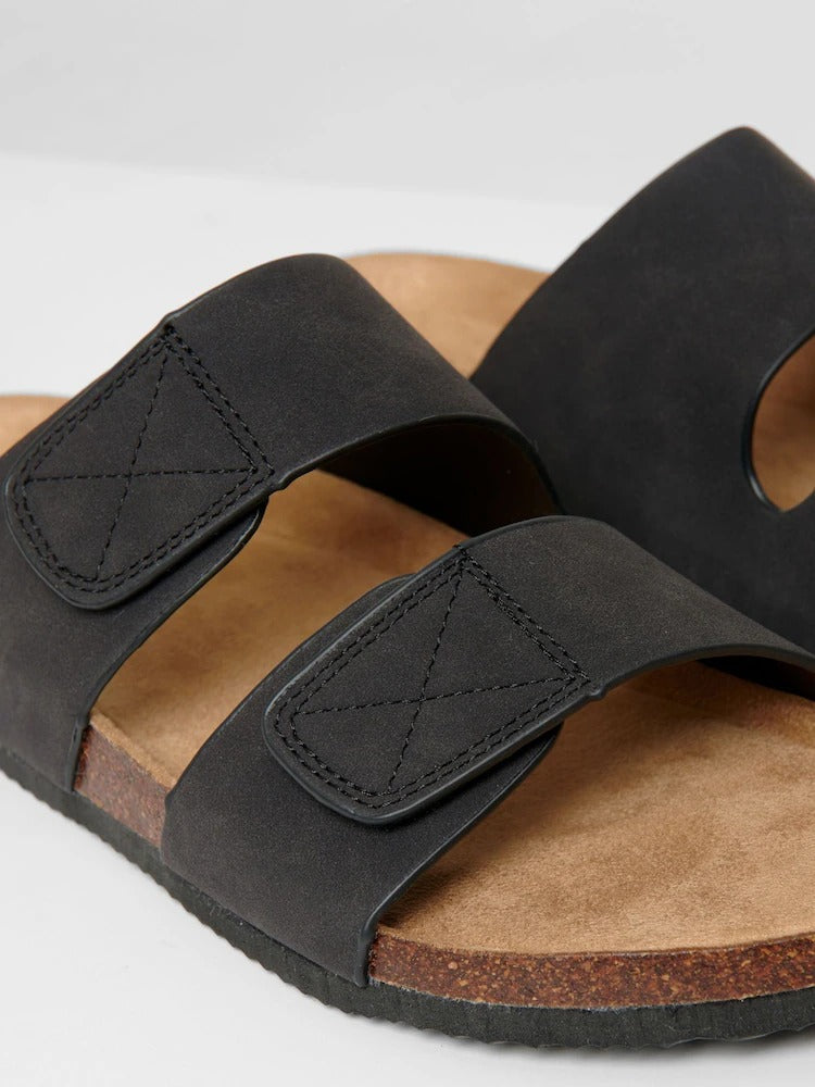 ThreadBare Two Strap Faux Suede Sandal BLK