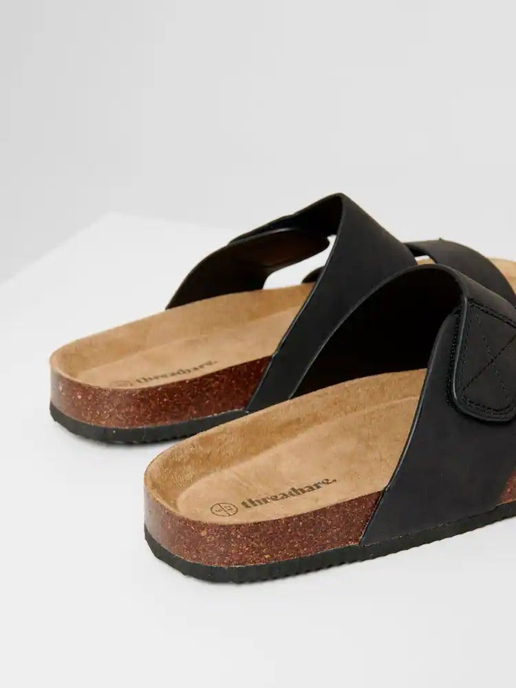 ThreadBare Two Strap Faux Suede Sandal BLK
