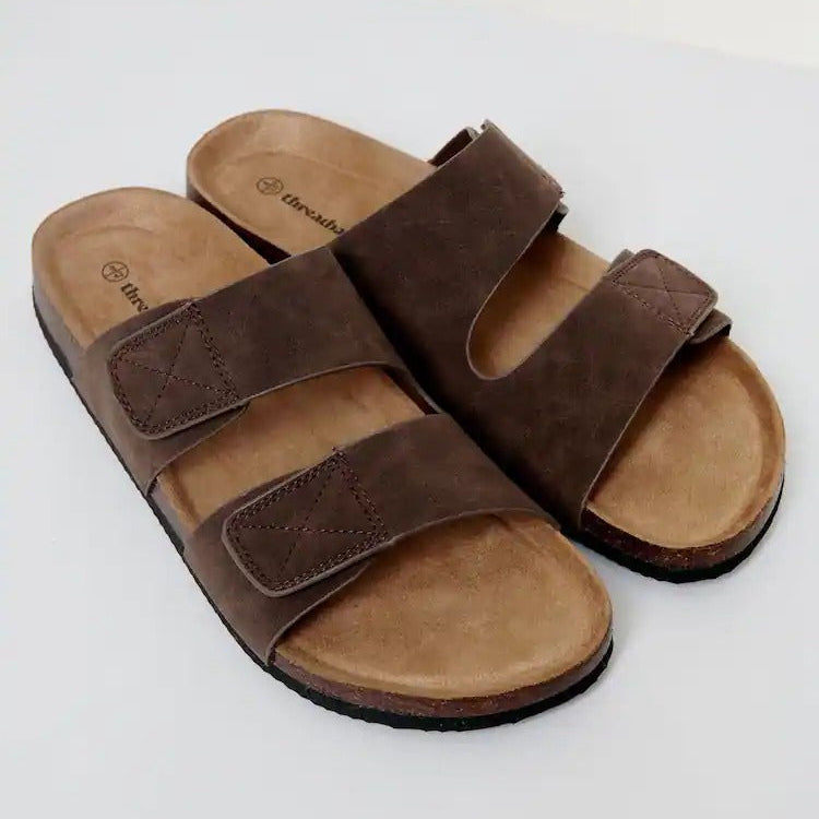 ThreadBare Two Strap Faux Suede Sandal Brown