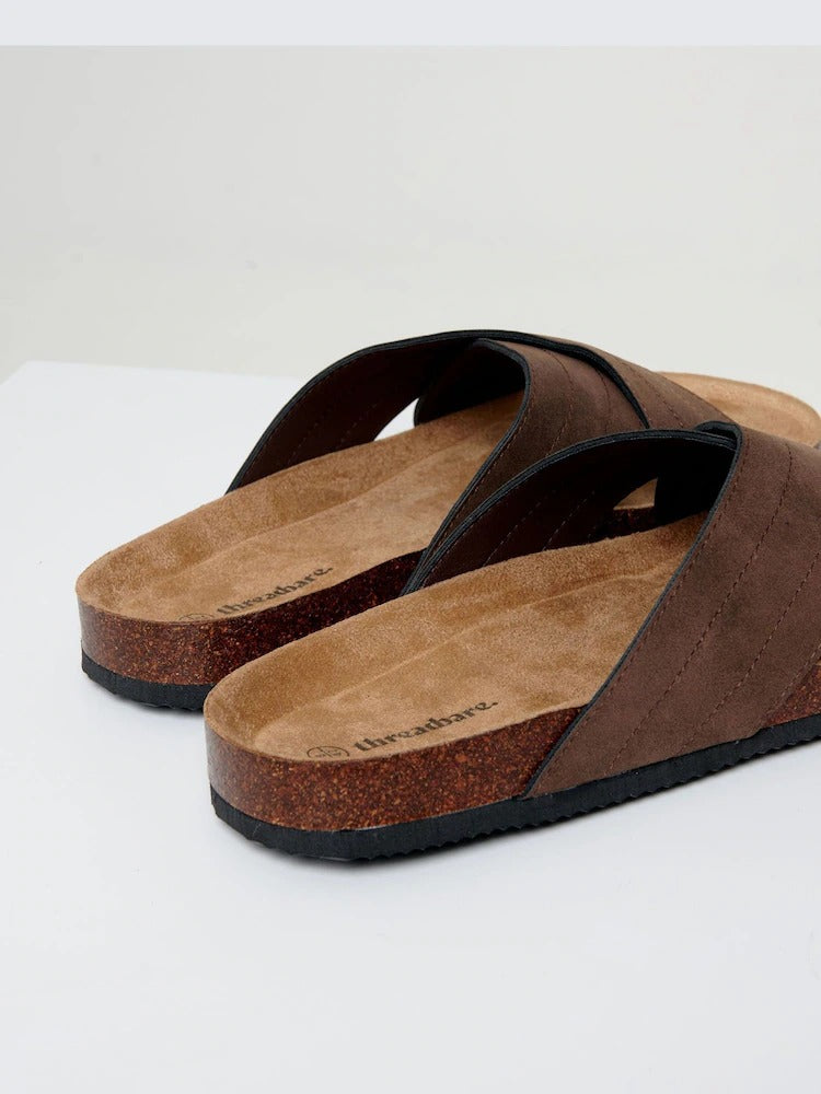 ThreadBare Faux Suede Cross Sandal Brown