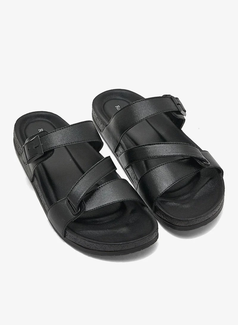 Robert Wood Cross Strap Sandals Black