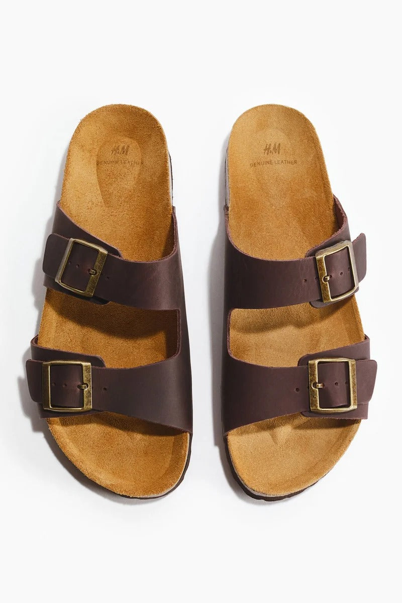 H&M Leather sandals Brown Dark