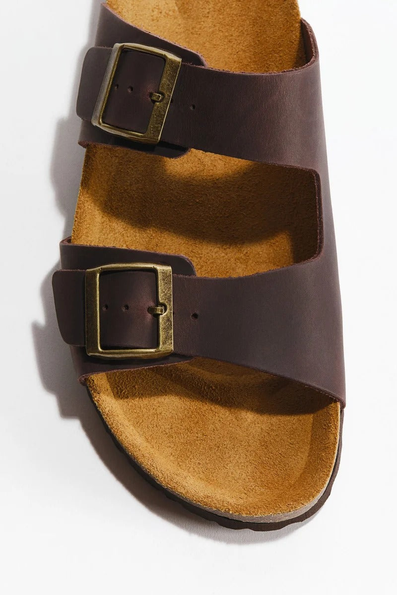H&M Leather sandals Brown Dark