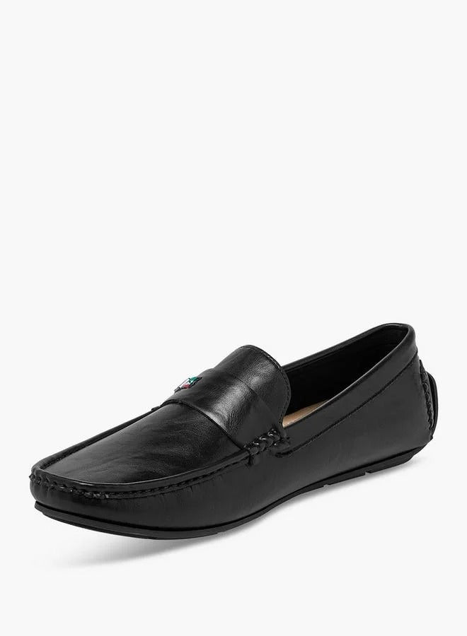 Duchini Men Metal Accent Loafers Black