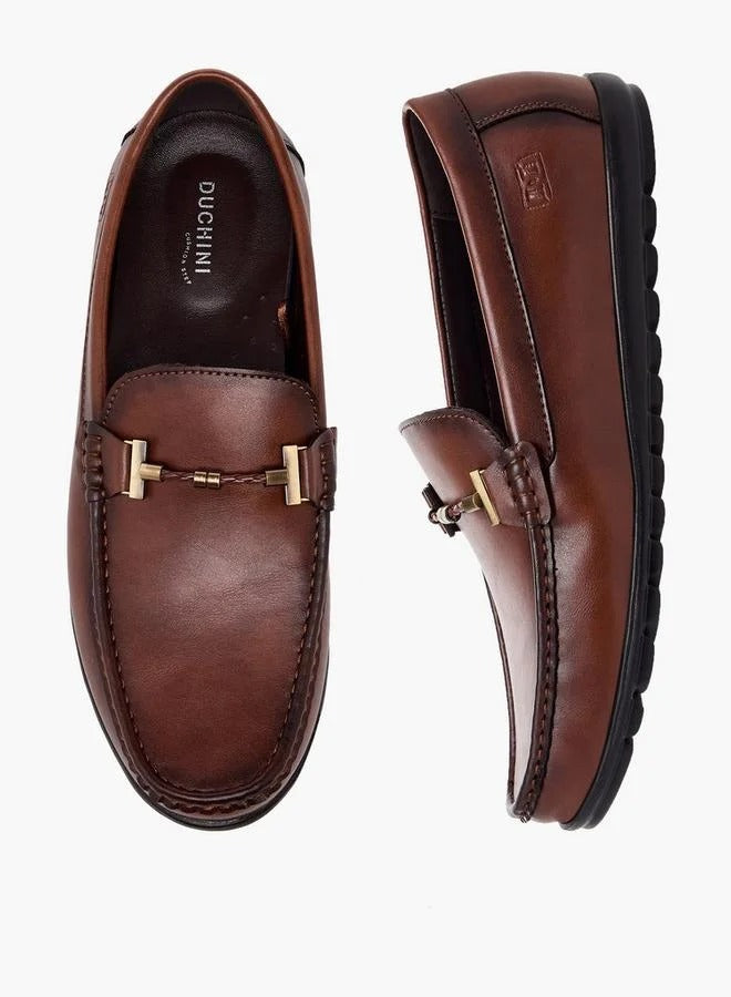 Duchini Men Metal Accent Loafers Brown