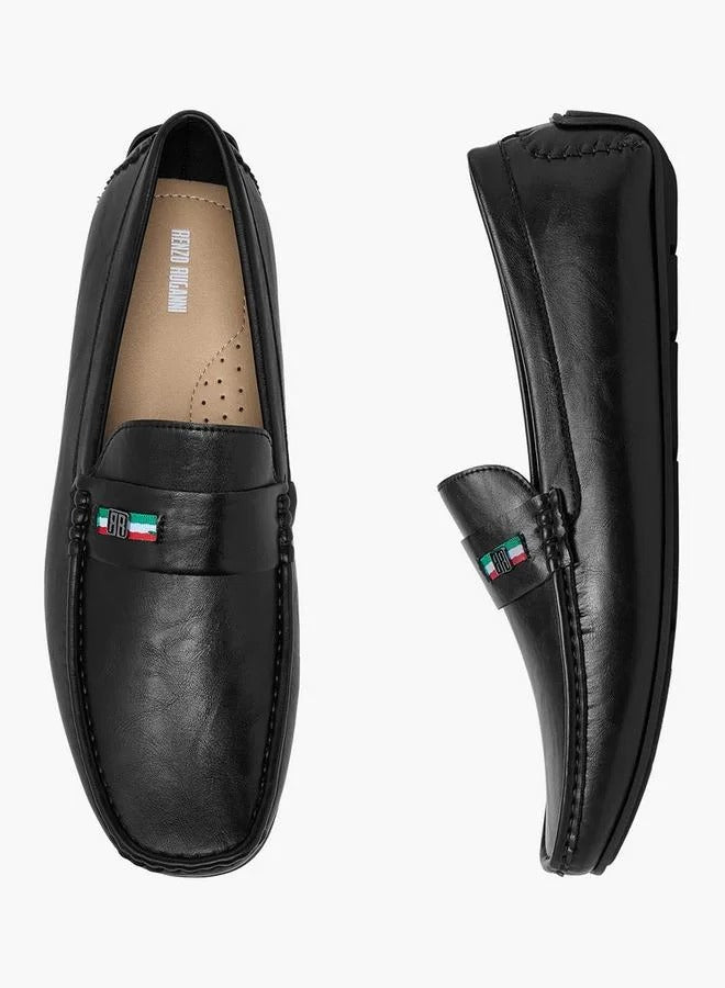 Duchini Men Metal Accent Loafers Black
