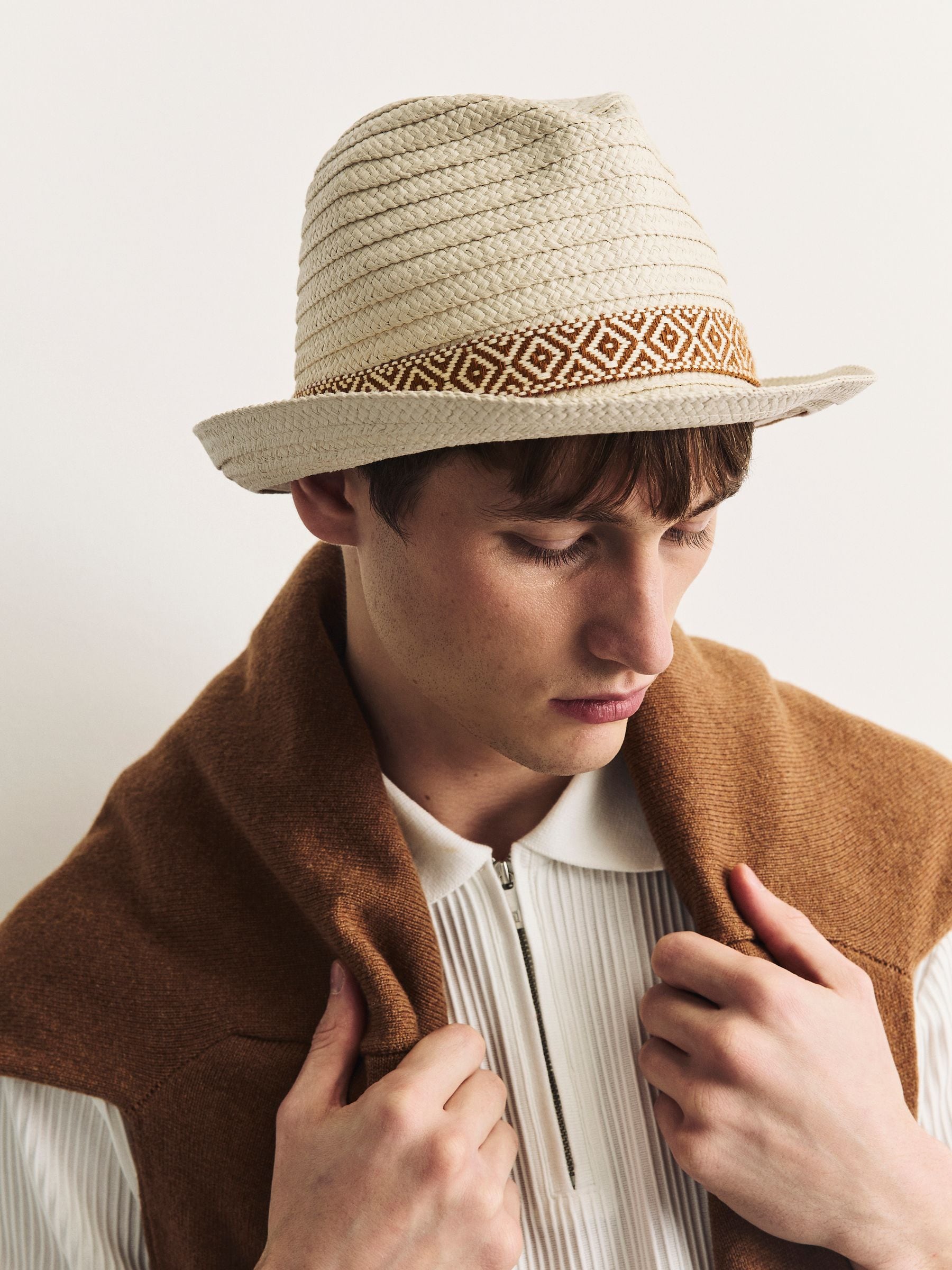 Neutral Brown Trilby Hat