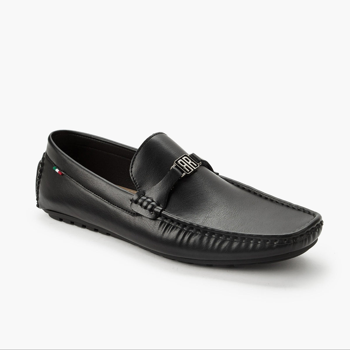 Renzo Ruganni Men Metallic Accent Slip-Ons Black