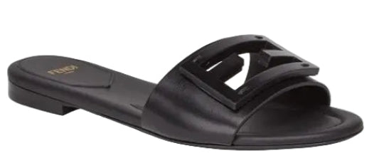 Baguette Flat Heel Slippers Black for Women