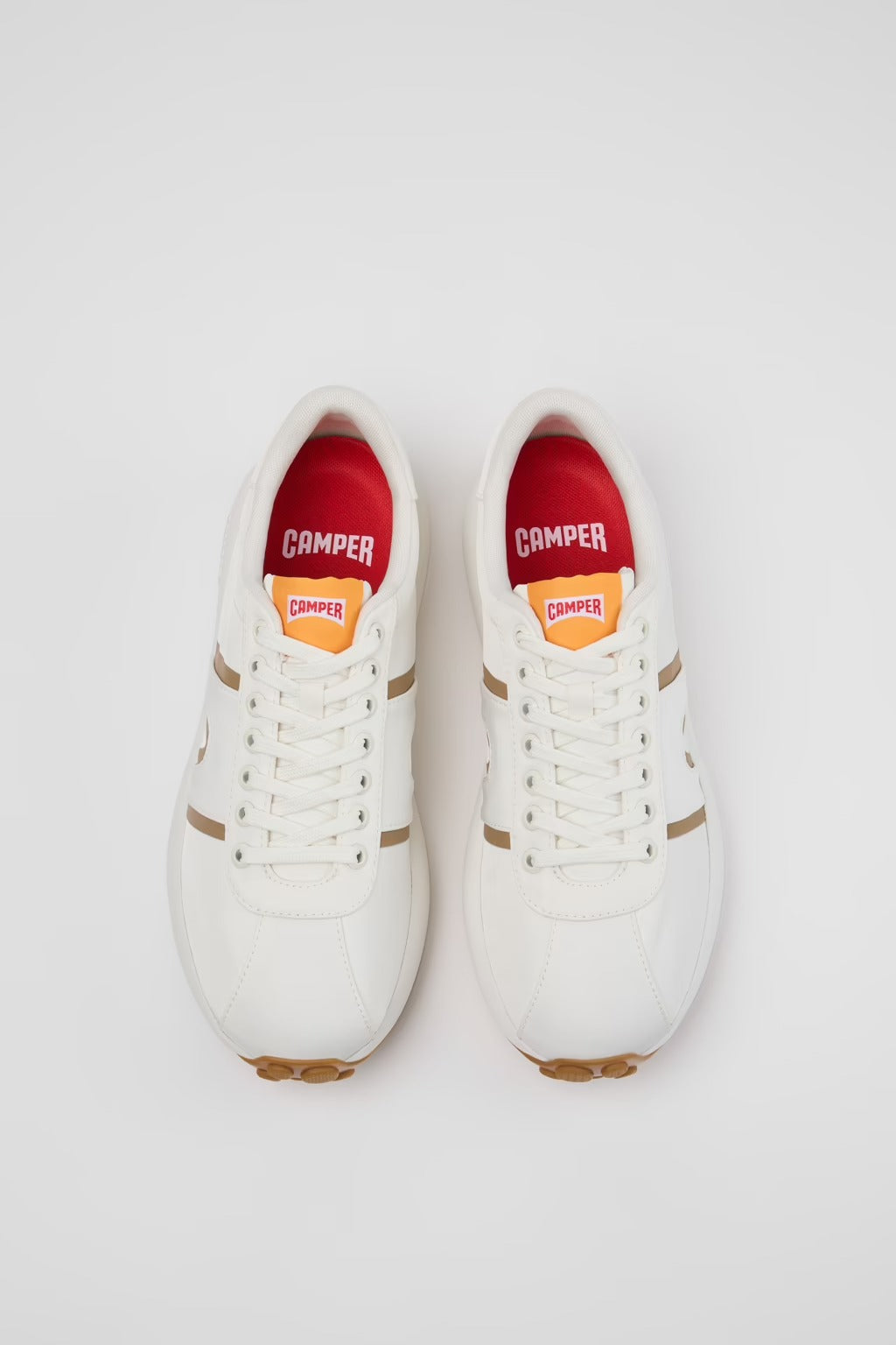 Camper Pelotas Athens White and Brown Textile Sneakers for Men.