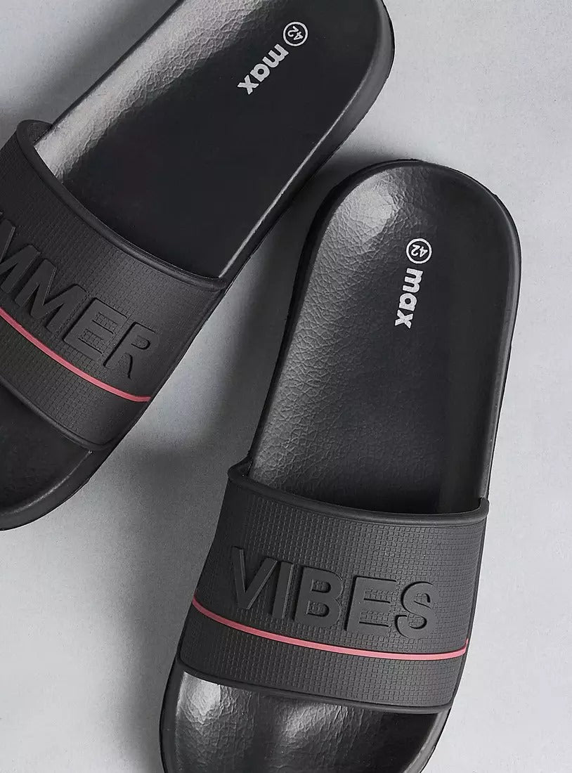 Max TypoGraphic Men Slide Black