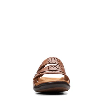 Clarks Kitly Walk Tan Leather Sandals - Contour Cushion Comfort