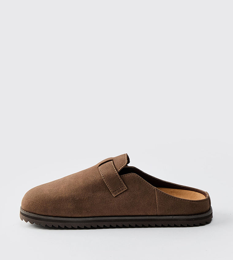 boohooMan Skater Sole Mules Brown
