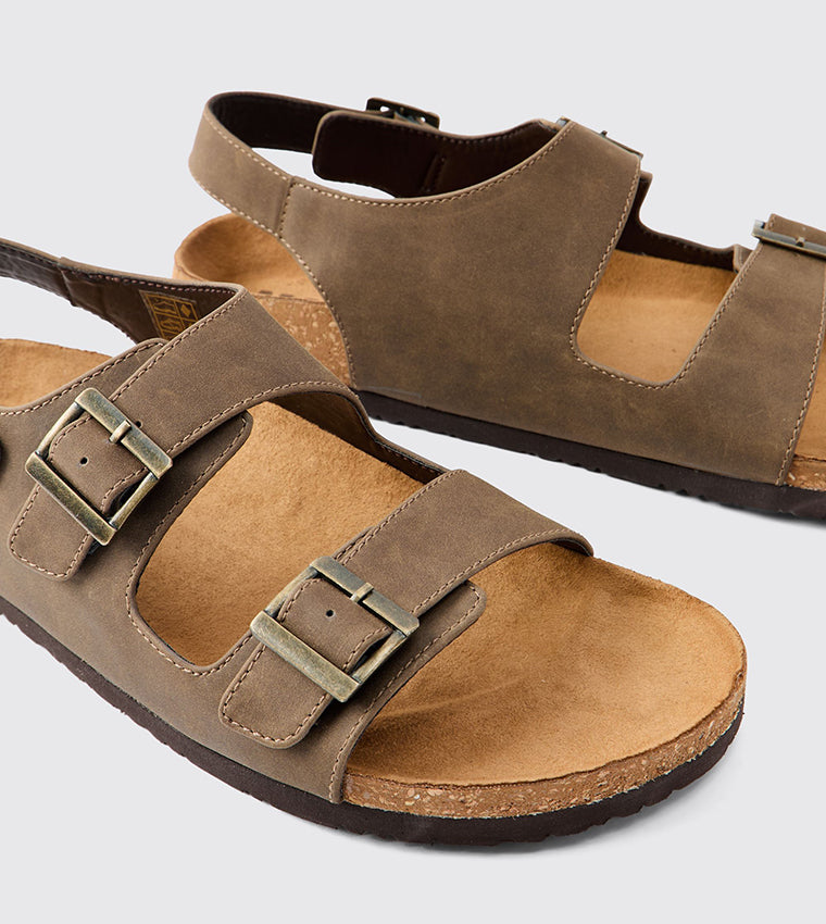 boohooMan Double Strap Brown