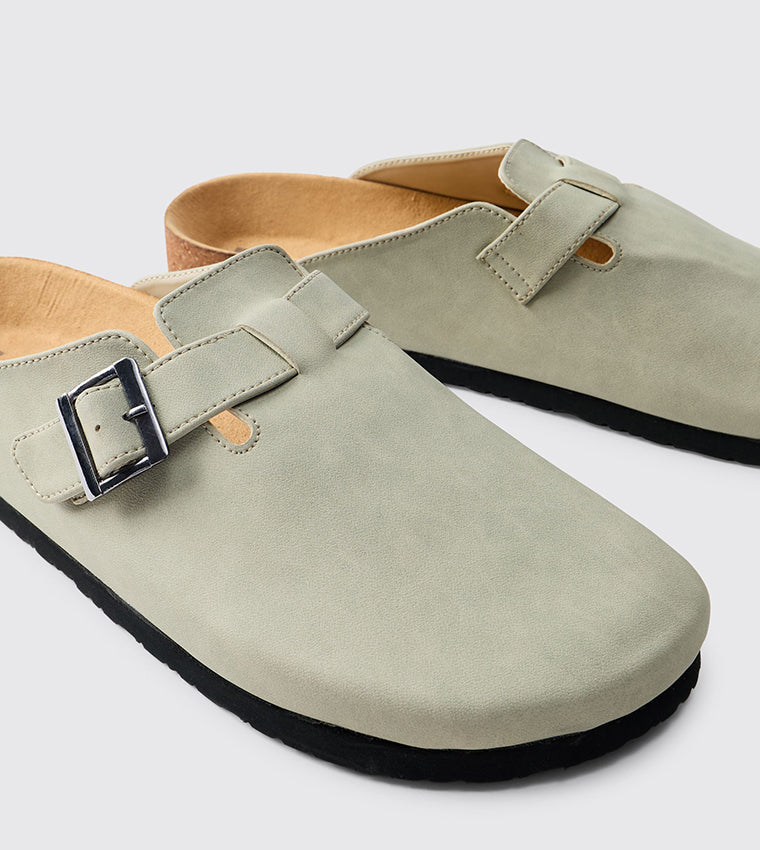 boohooMan PU Buckle Detail Mule Mint