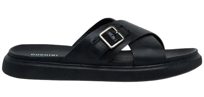 DUCHINI Cross Strap Buckle Slides Men black
