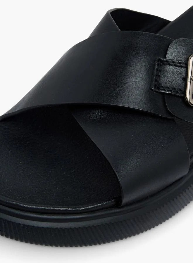 DUCHINI Cross Strap Buckle Slides Men