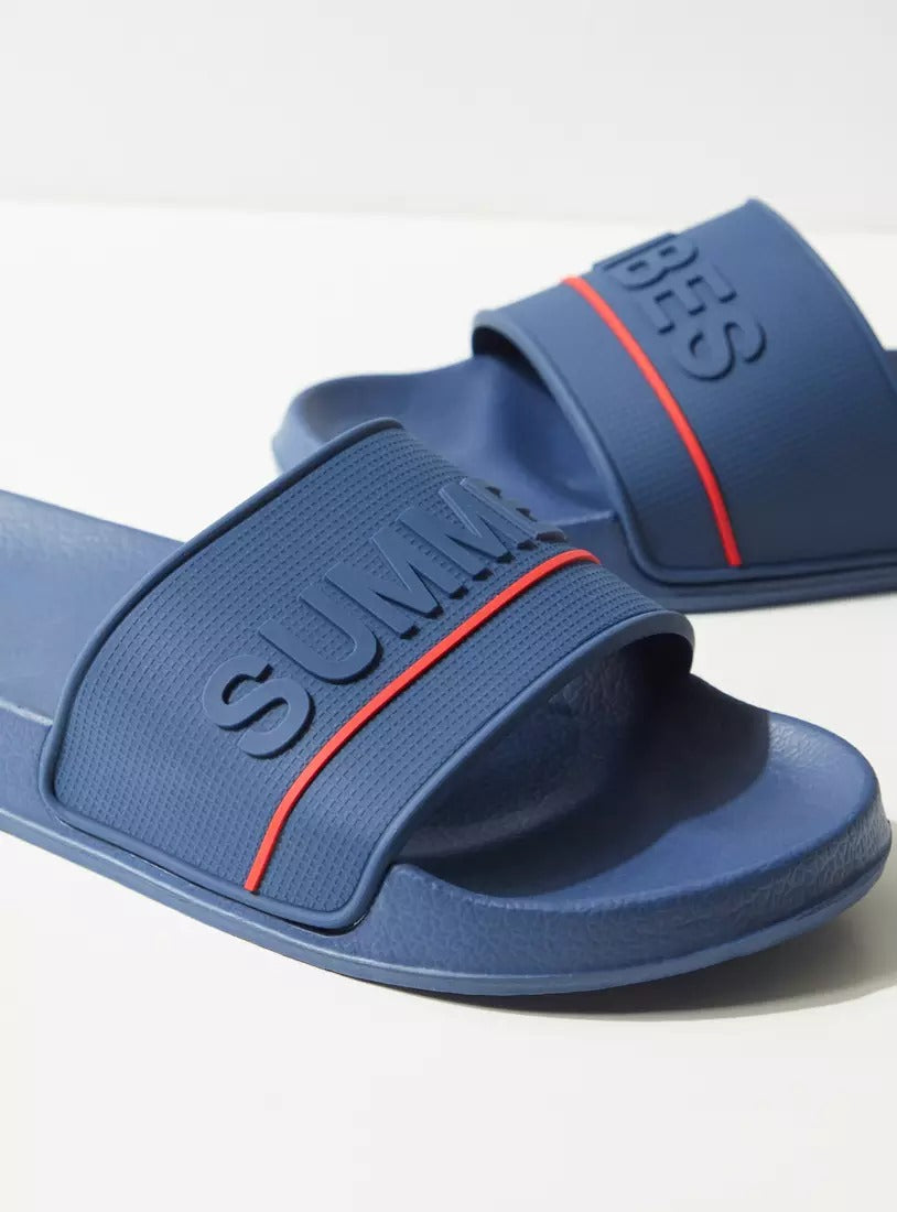 Max TypoGraphic Men Slide Blue