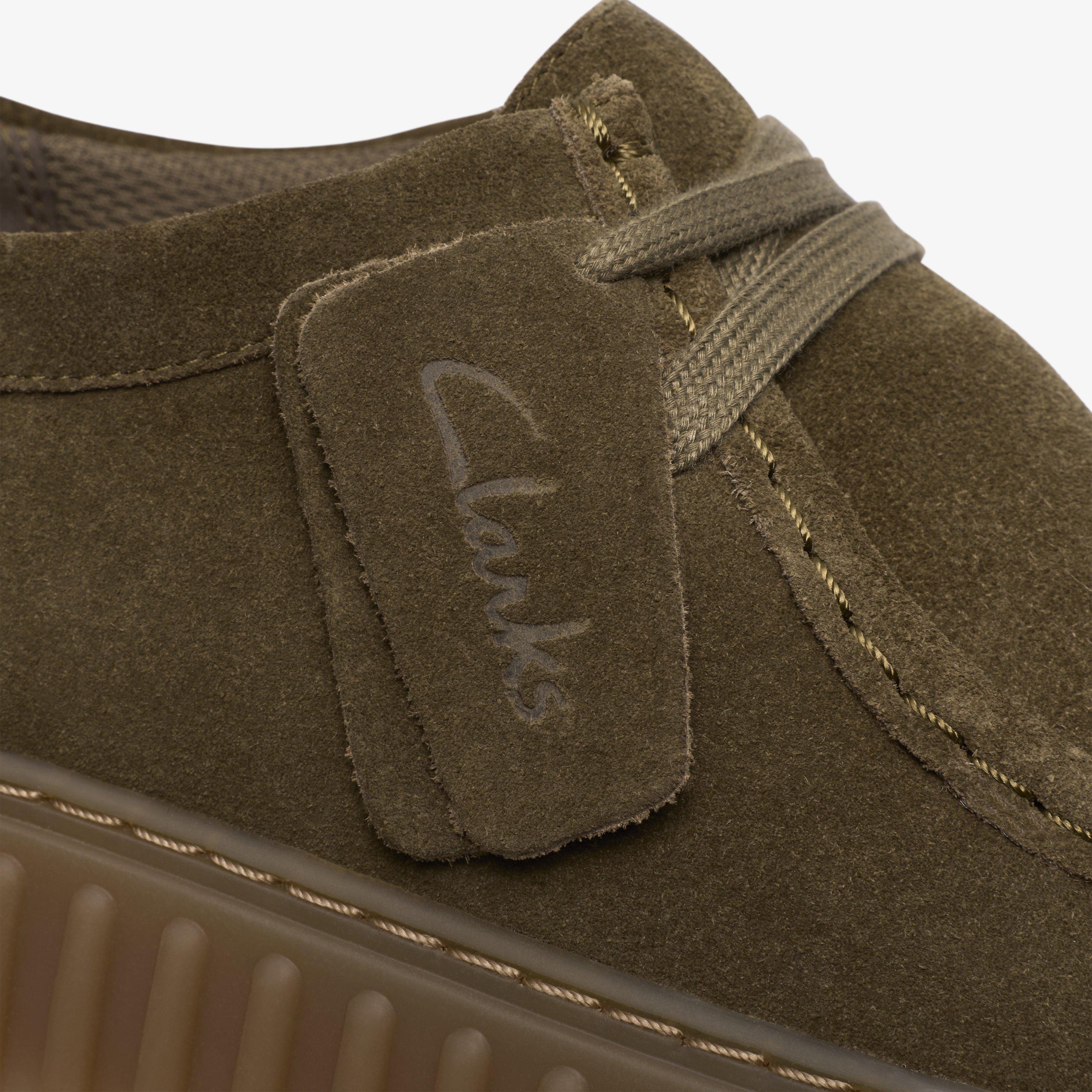 Clarks Torhill Lo Olive Suede Lace Up Casual Shoes