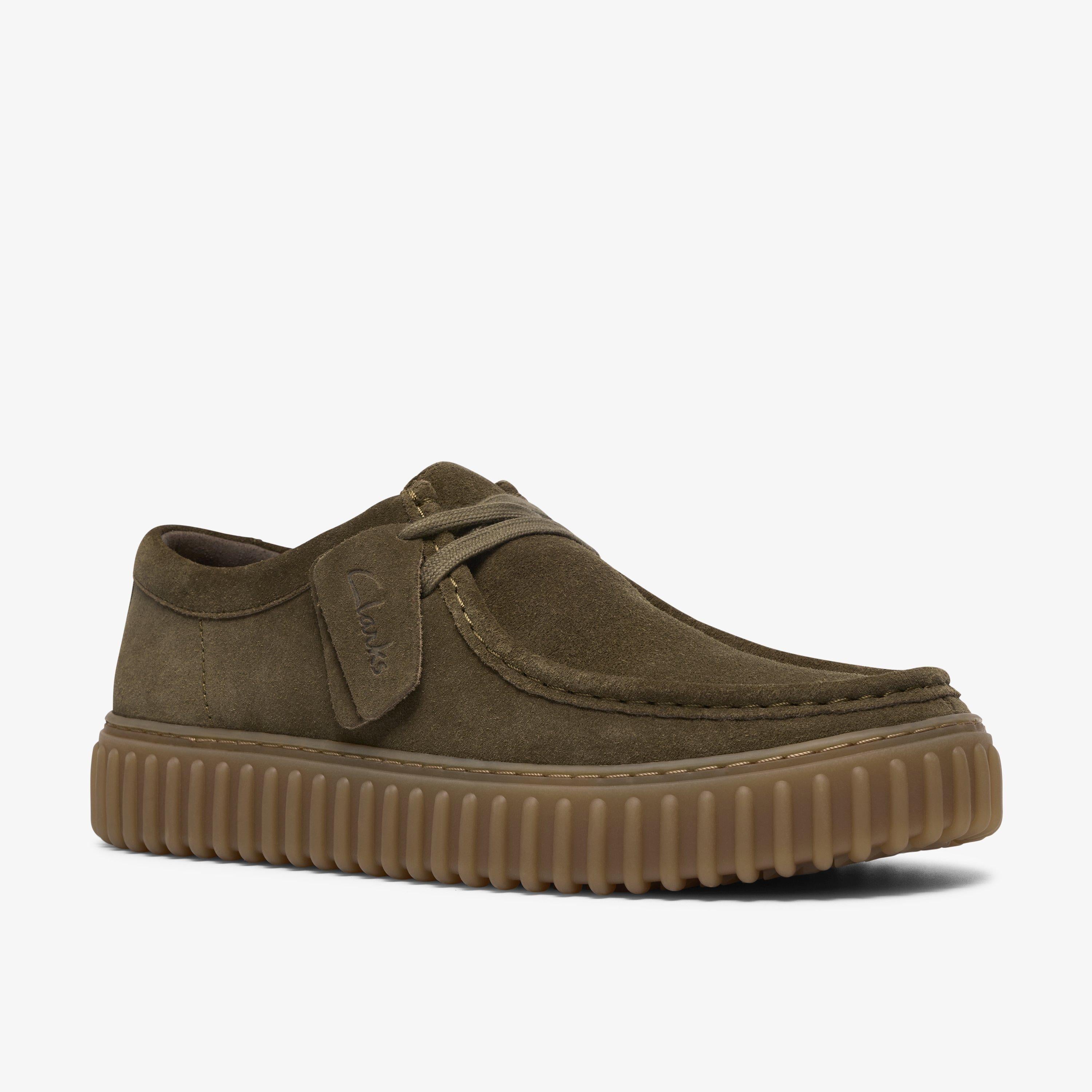 Clarks Torhill Lo Olive Suede Lace Up Casual Shoes