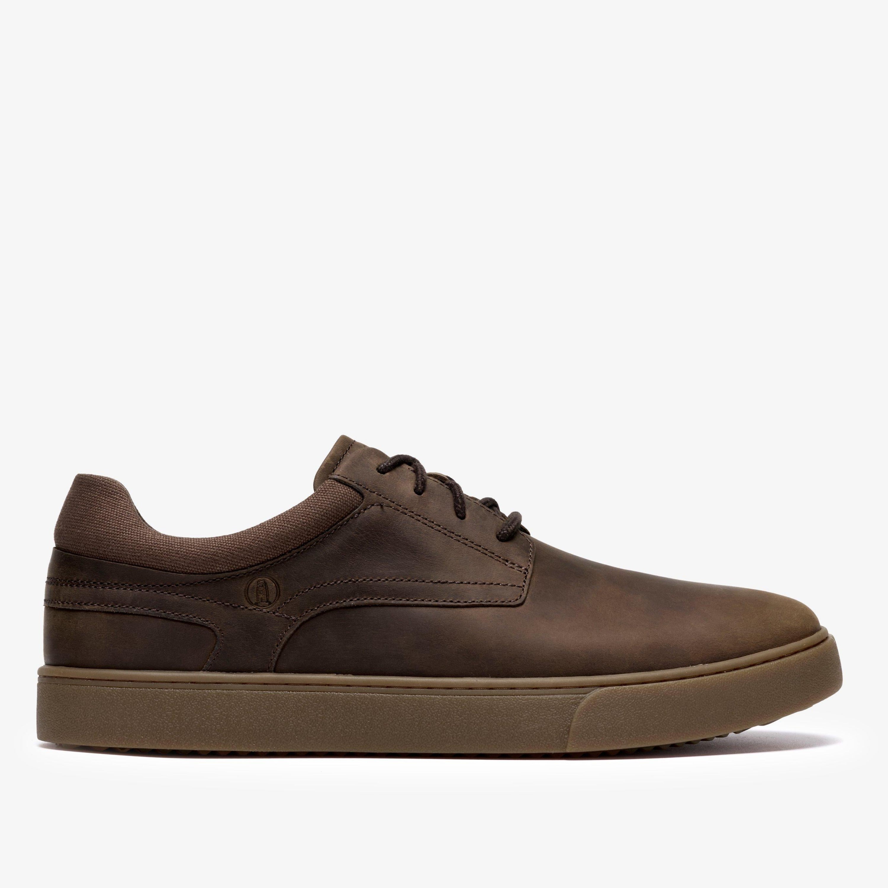Clarks Lydford Lo Khaki Leather Lace Up Casual Shoes