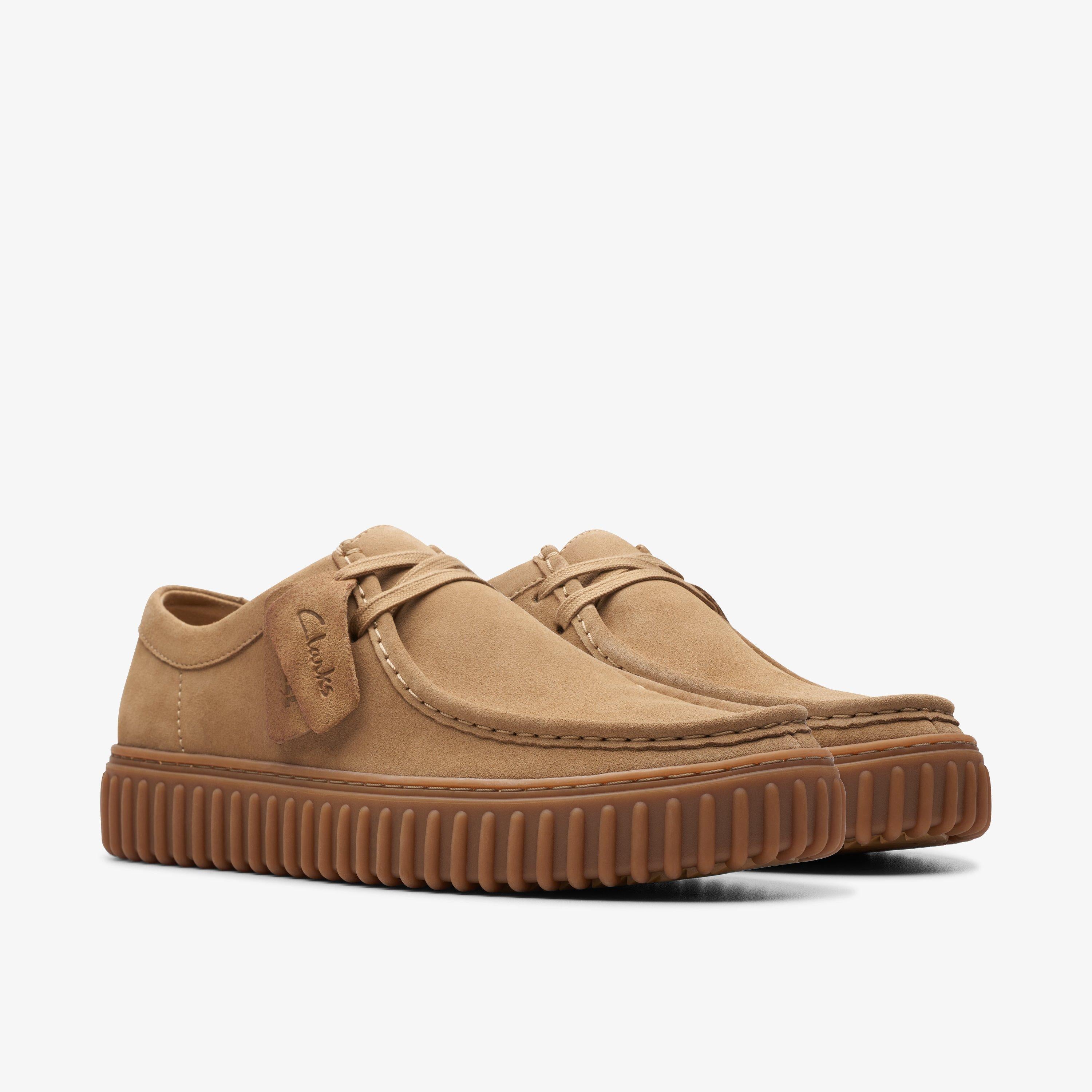 Clarks Torhill Lo Dark Sand Suede Lace Up Casual Shoes