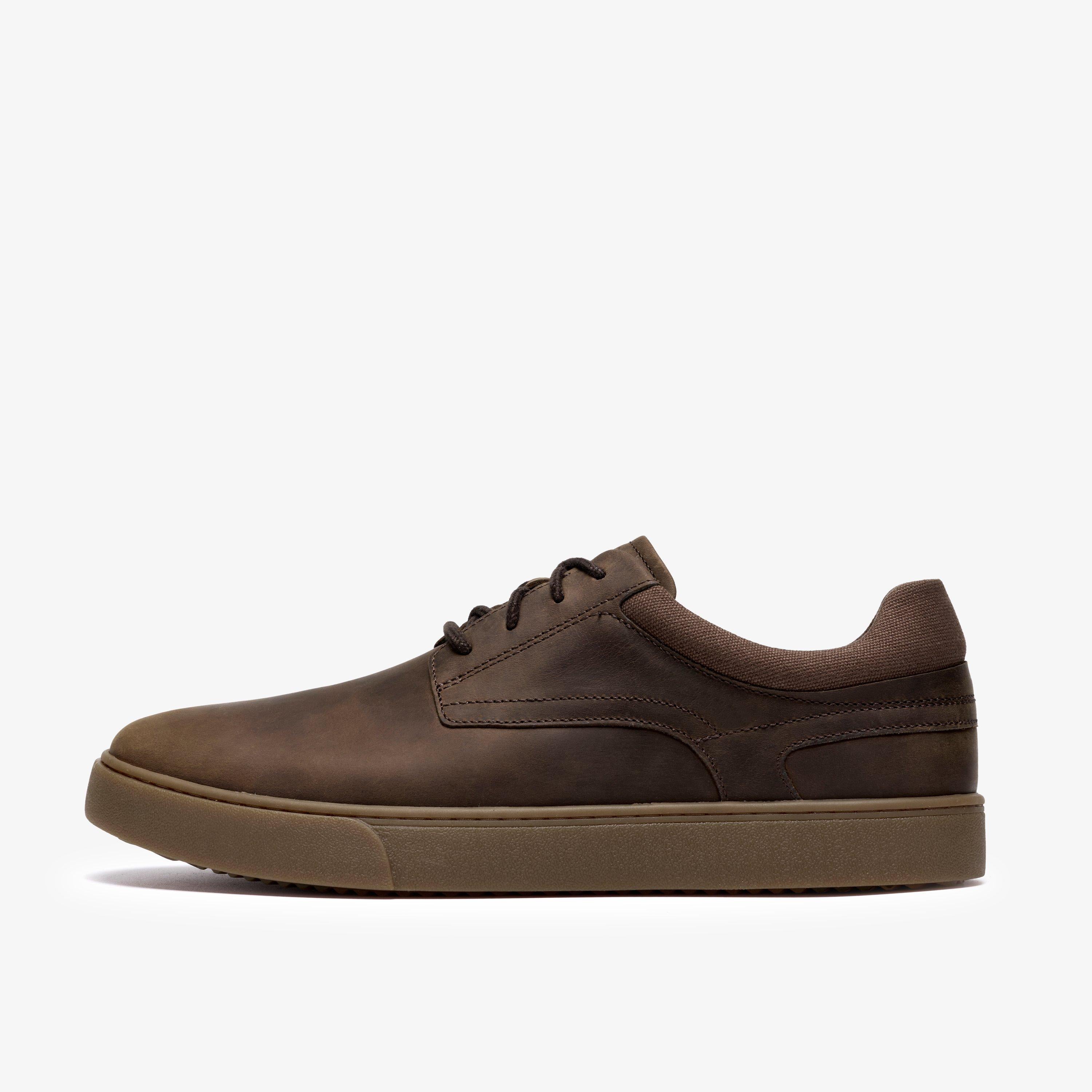 Clarks Lydford Lo Khaki Leather Lace Up Casual Shoes
