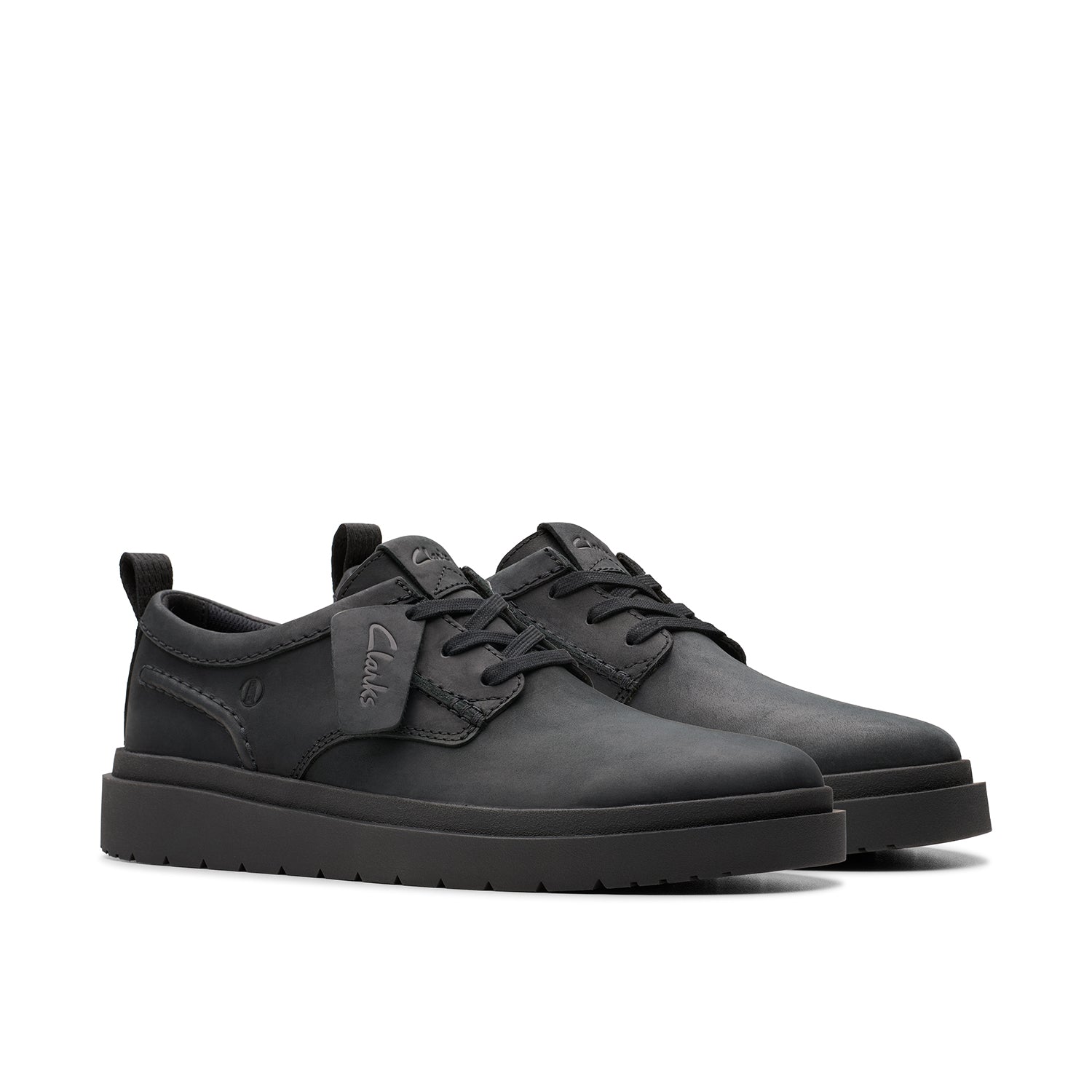 Clarks Polden Lace Black Leather Men's Casual Shoes