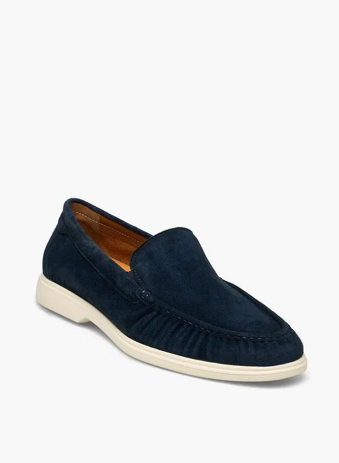 Duchini Men Casual Slip-On Leather Loafers Navy