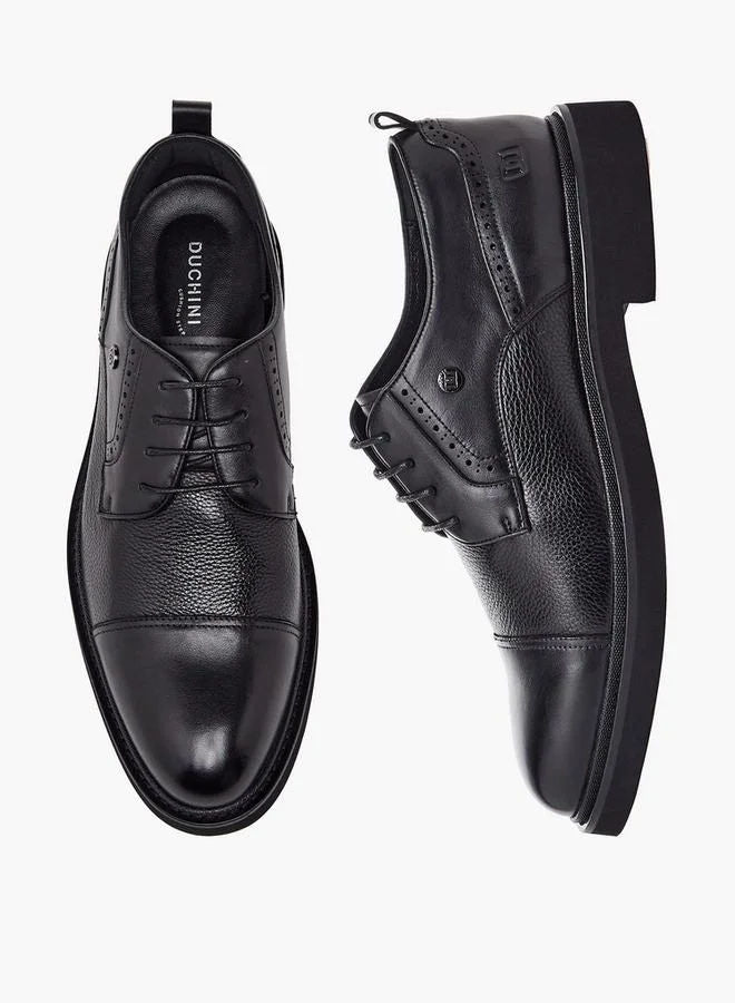 Duchini Men Formal Lace-Up Leather Derby Shoes