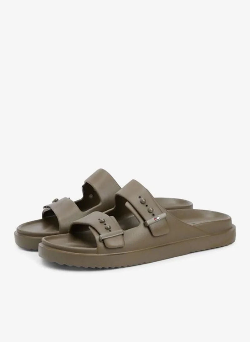 Tommy Hilfiger Willow Green Lightweight Pin Buckle Serrated Pool Slides for Men