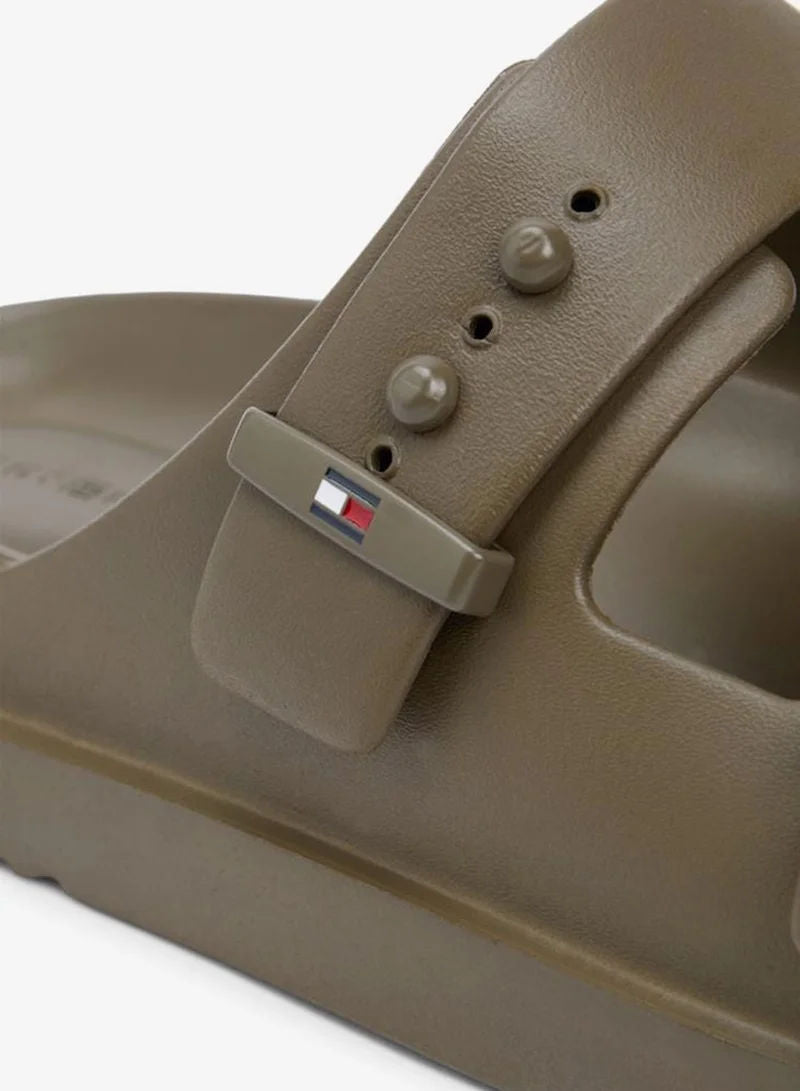 Tommy Hilfiger Willow Green Lightweight Pin Buckle Serrated Pool Slides for Men