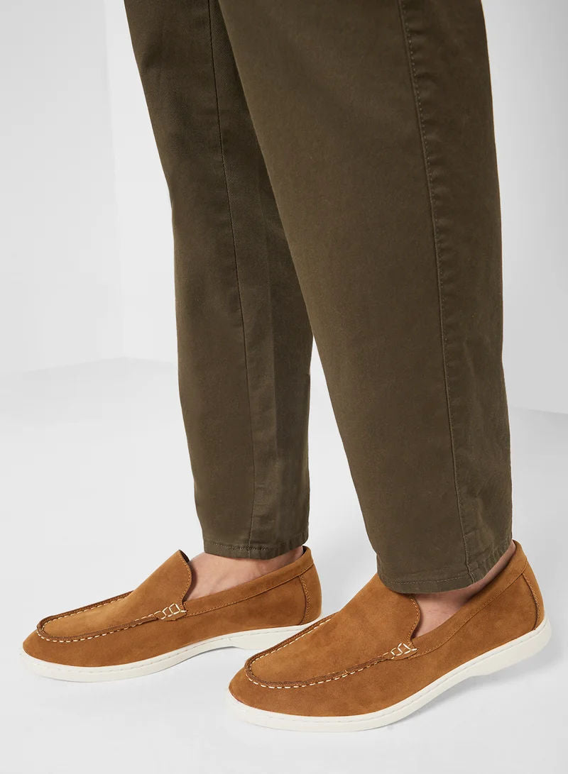 Robert Wood Men Casual Suede-Look Penny Loafers Tan Hs41024 1
