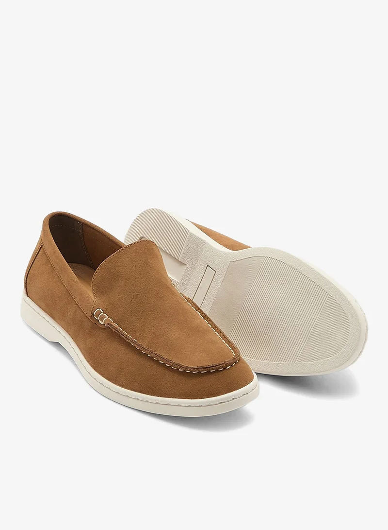 Robert Wood Men Casual Suede-Look Penny Loafers Tan Hs41024 1