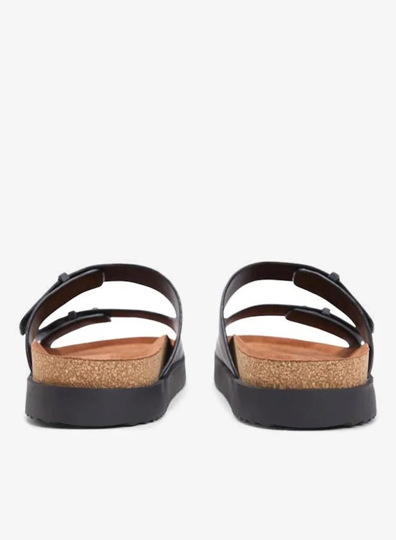 Tommy Hilfiger Pin Buckle Cork Midsole Leather Sandals for Men