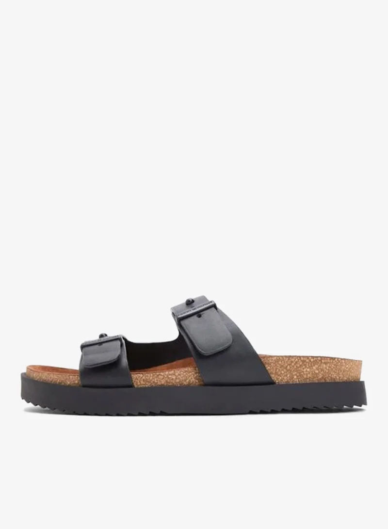 Tommy Hilfiger Pin Buckle Cork Midsole Leather Sandals for Men