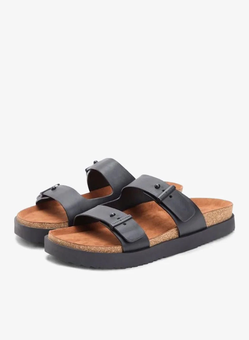 Tommy Hilfiger Pin Buckle Cork Midsole Leather Sandals for Men