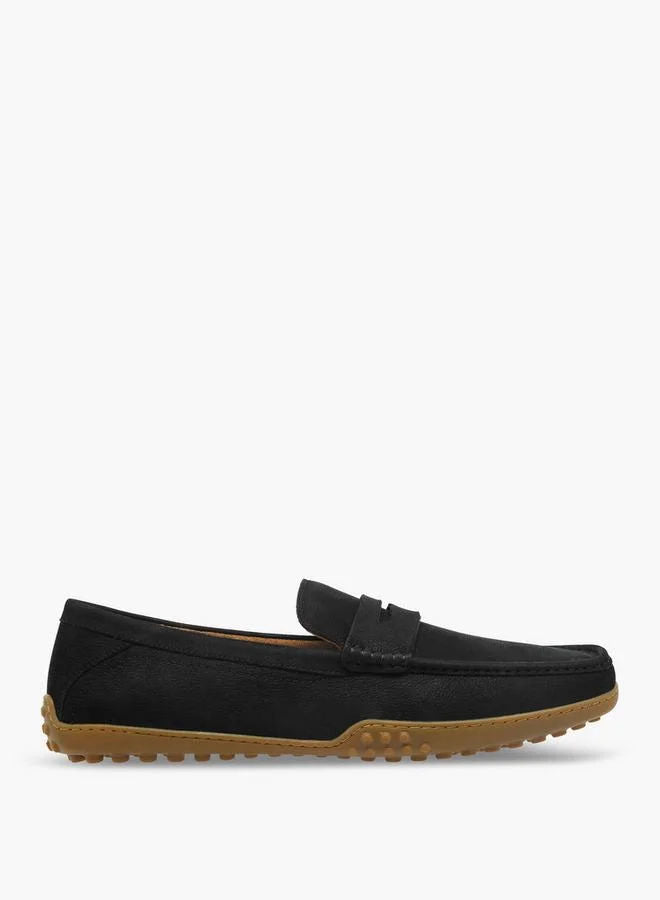 Duchini Black Men Slip-On Leather Loafers