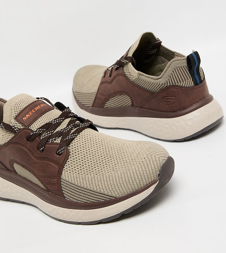 Skechers Men Casual LANCER Color Block Runner Sneakers Brown 210986-TPBR_TAUPE-BROWN