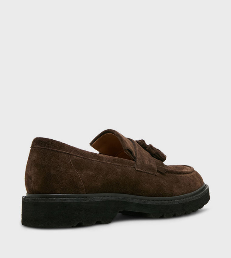 Steve Madden Men Casual DRAEL Round Toe Suede Loafers Brown DRAE01M1-205BROWN-SUEDE