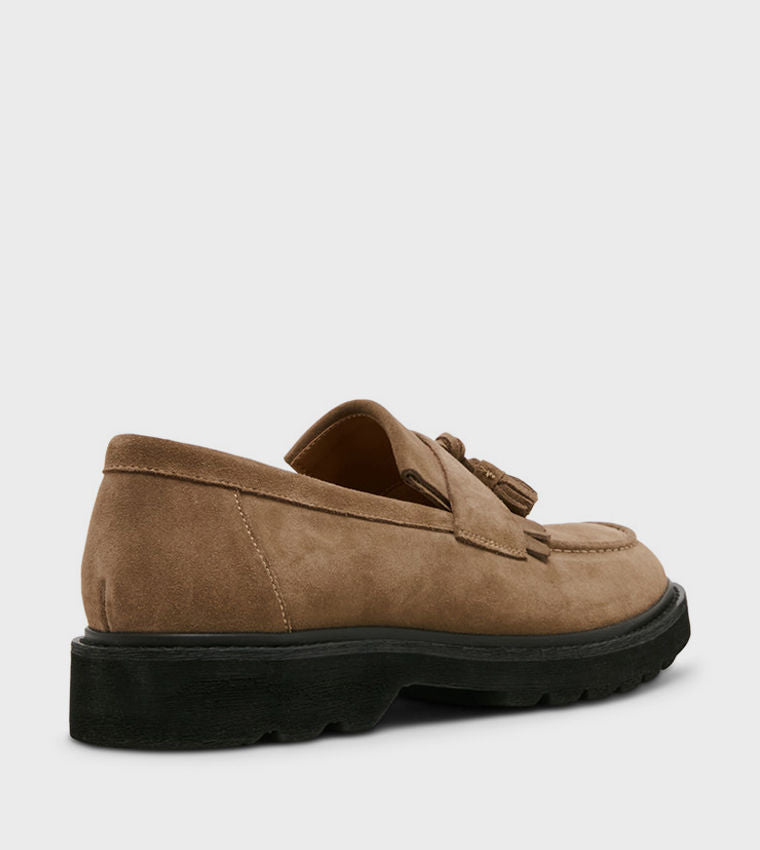 Steve Madden Men Casual DRAEL Round Toe Suede Loafers Taupe DRAE01M1-275TAUPE-SUEDE