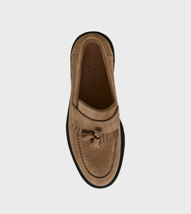Steve Madden Men Casual DRAEL Round Toe Suede Loafers Taupe DRAE01M1-275TAUPE-SUEDE