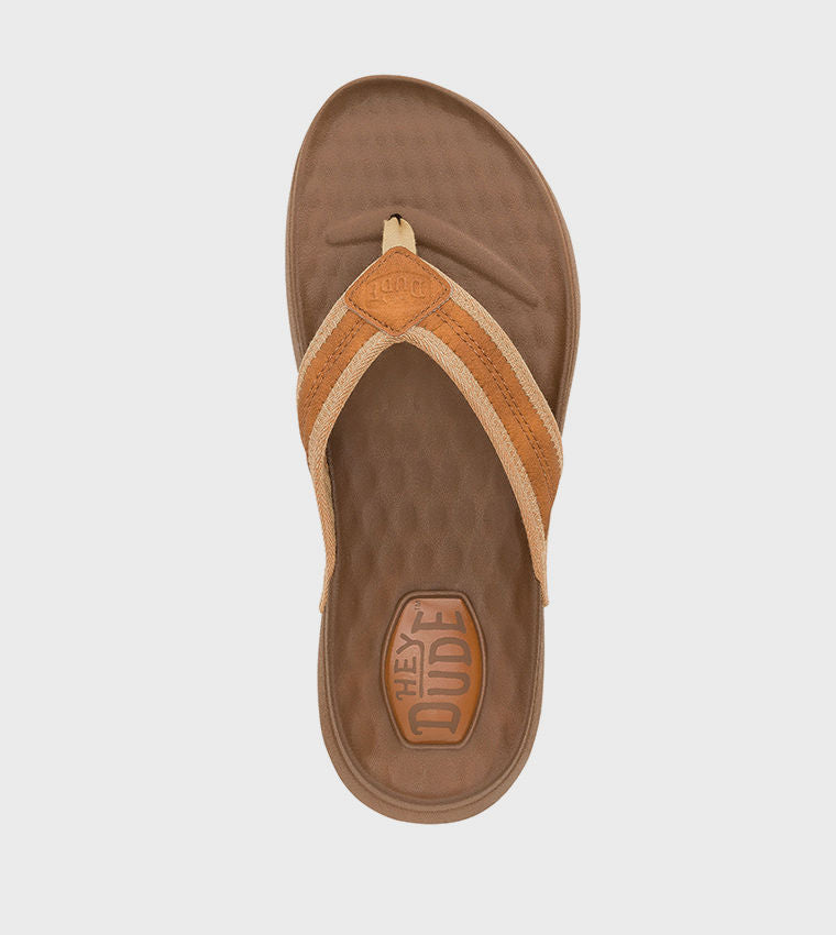 Hey Dude Myers Classic Flip-Flops Faux Leather Orange
