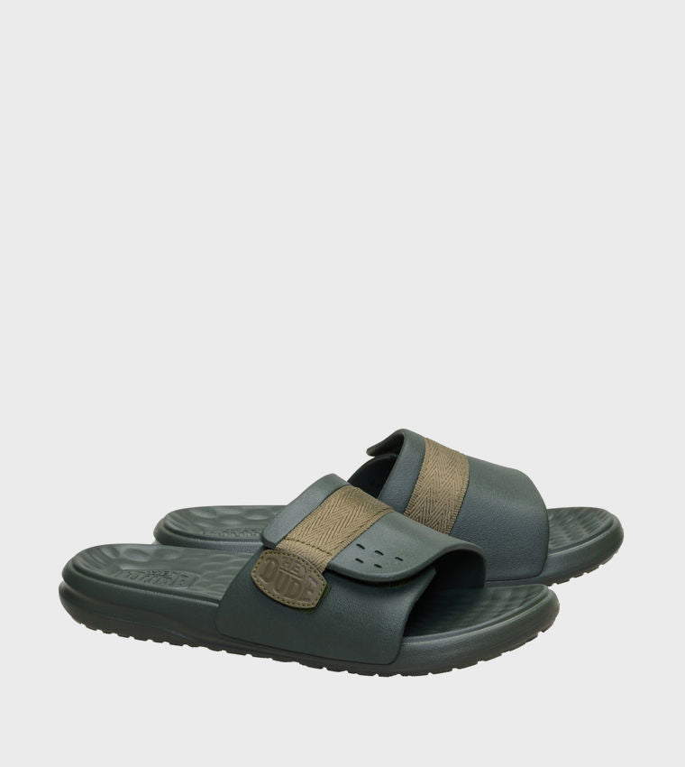 Hey Dude Wave Alt Slides Brown Adjustable Two‑Strap
