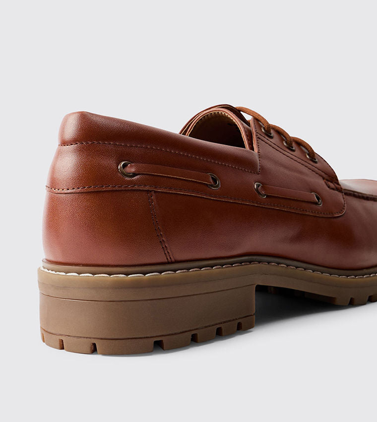 boohooMAN Solid PU Boat Shoes