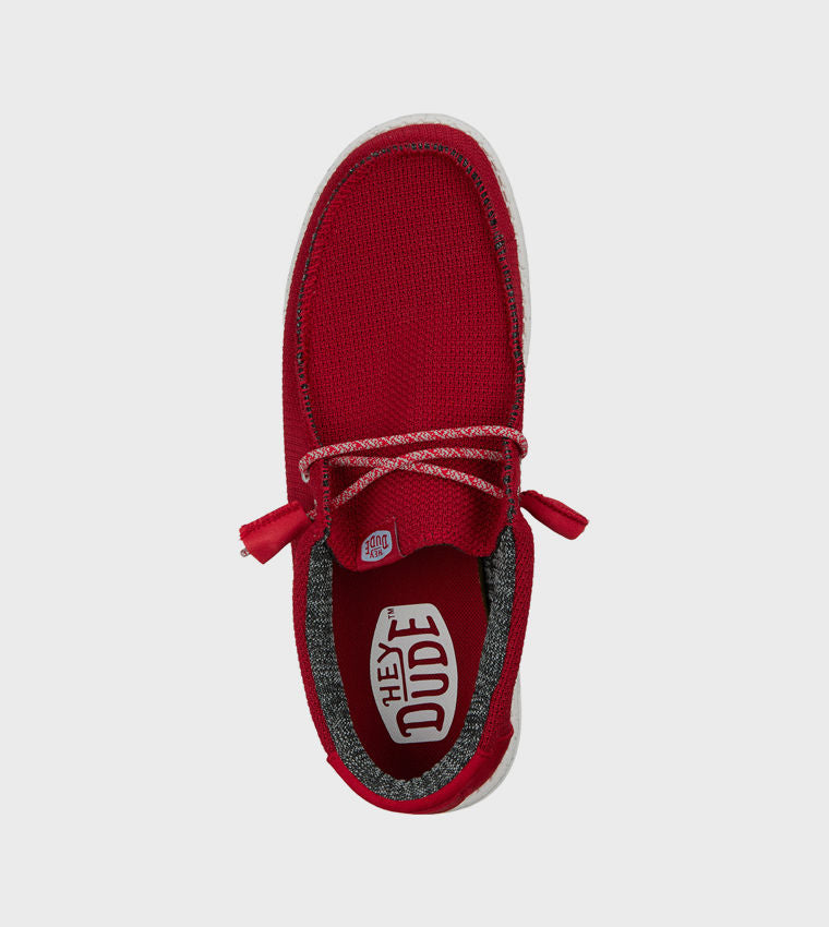 HEY DUDE Men Casual WALLY Sport Mesh Slip-On Shoes Red