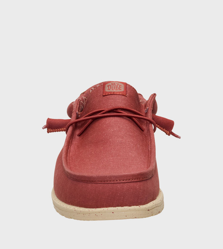 HEY DUDE Men Casual WALLY Stretch Canvas Slip-On Shoes Red
